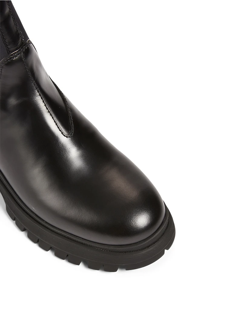 Leather And Neoprene Chelsea Boots