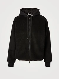 Fuzzy Zip Cardigan With Hood