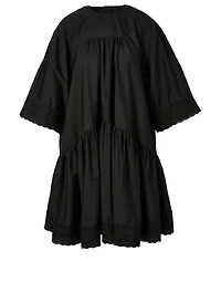 Gathered Mini Dress With Lace Trim