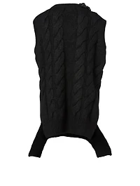 Wool-Blend Cable Knit Vest With Beading