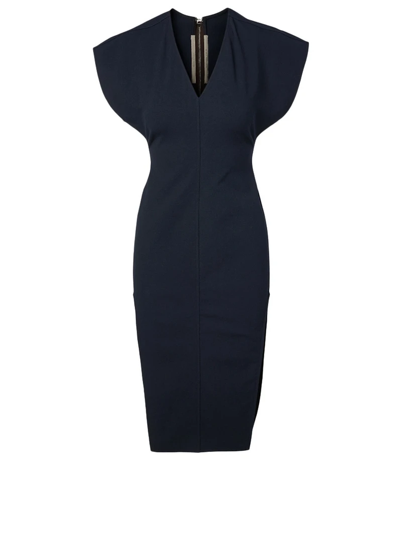 Cotton-Blend Midi Dress With Back Zipper