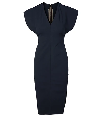 Cotton-Blend Midi Dress With Back Zipper