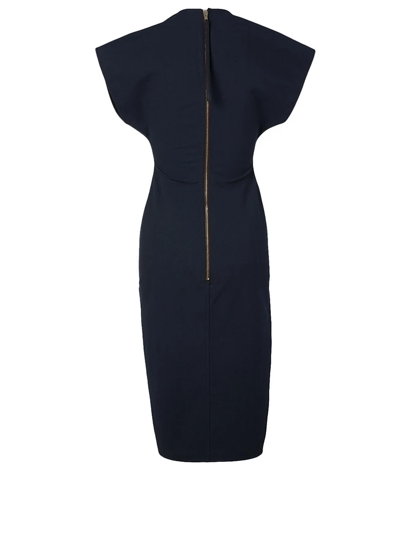 Cotton-Blend Midi Dress With Back Zipper