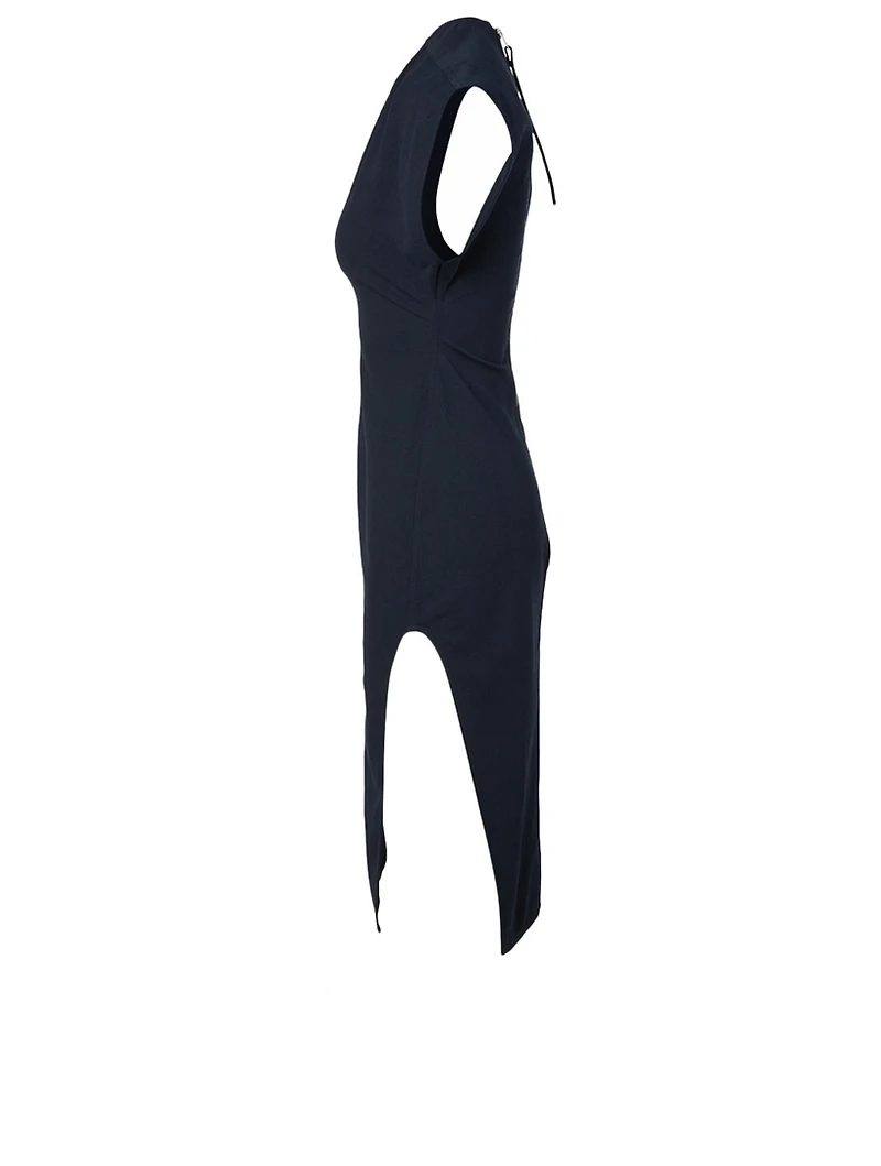 Cotton-Blend Midi Dress With Back Zipper
