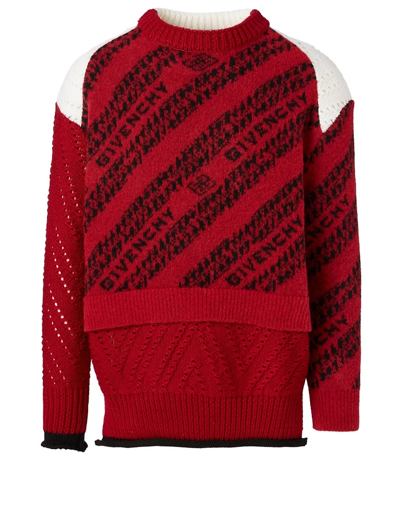 Wool-Blend Patchwork Sweater Chain Logo Print
