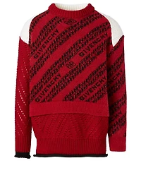 Wool-Blend Patchwork Sweater Chain Logo Print