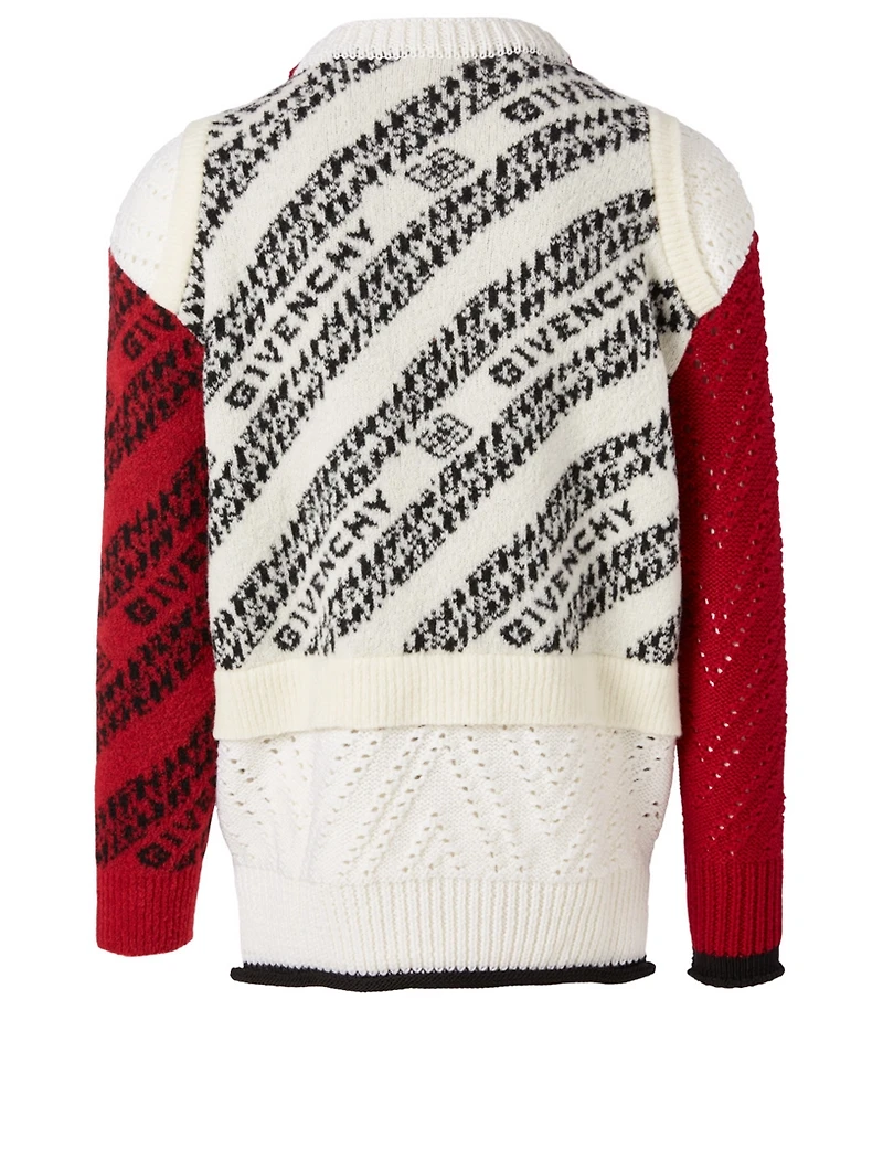 Wool-Blend Patchwork Sweater Chain Logo Print