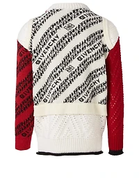 Wool-Blend Patchwork Sweater Chain Logo Print