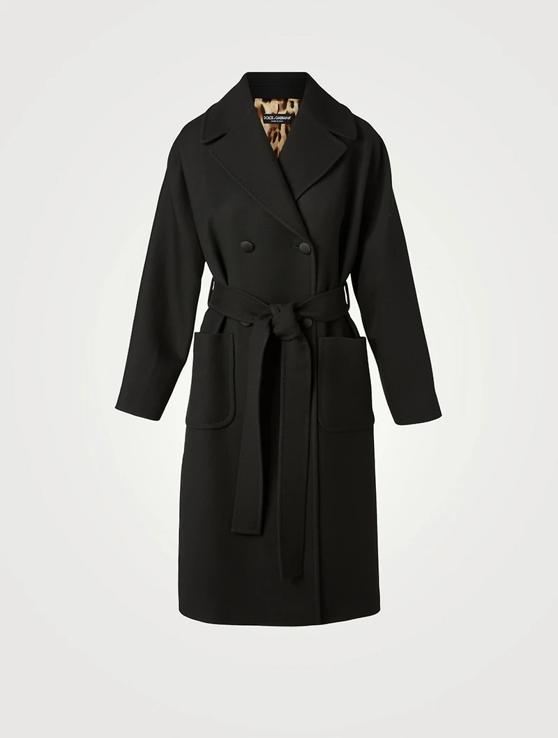 Crepe Belted Double-Breasted Coat