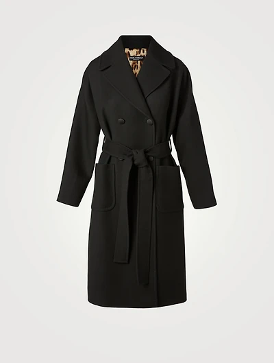 Crepe Belted Double-Breasted Coat