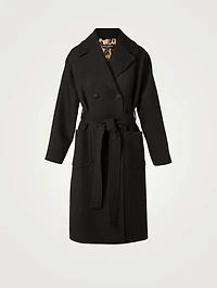 Crepe Belted Double-Breasted Coat