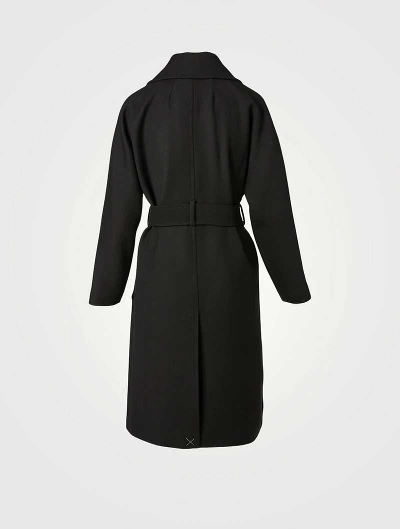 Crepe Belted Double-Breasted Coat