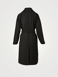 Crepe Belted Double-Breasted Coat