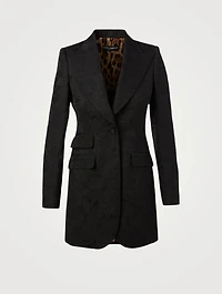 Floral Jacquard Long Blazer