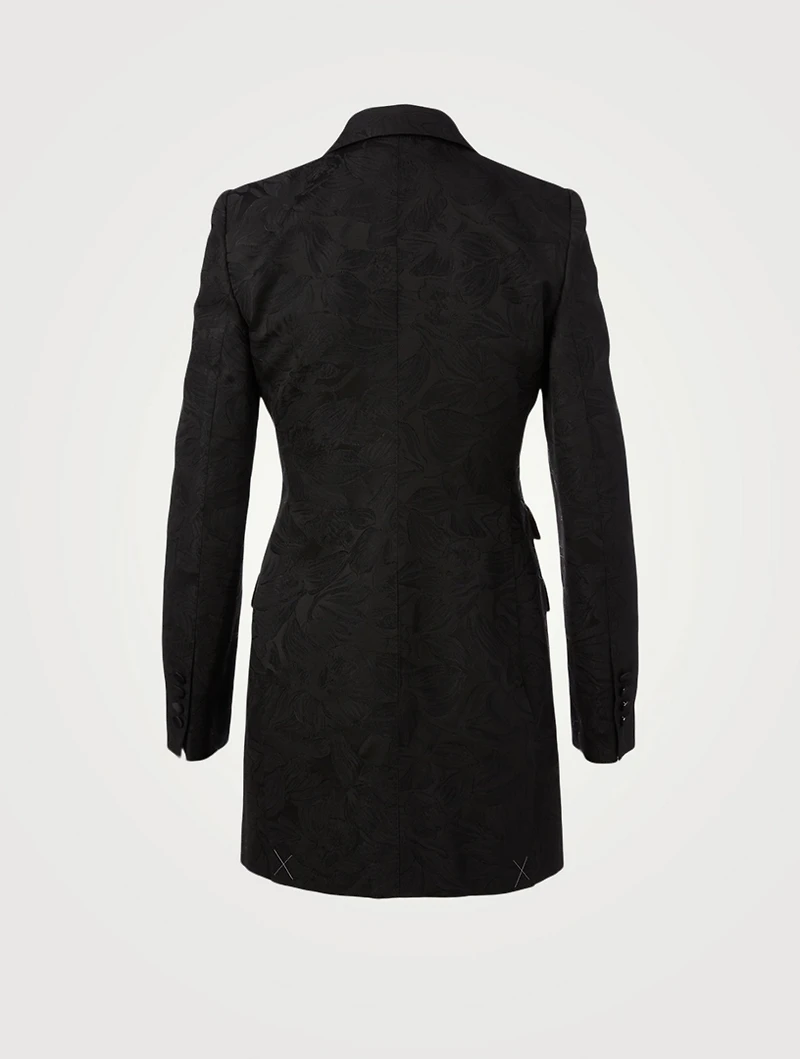 Floral Jacquard Long Blazer