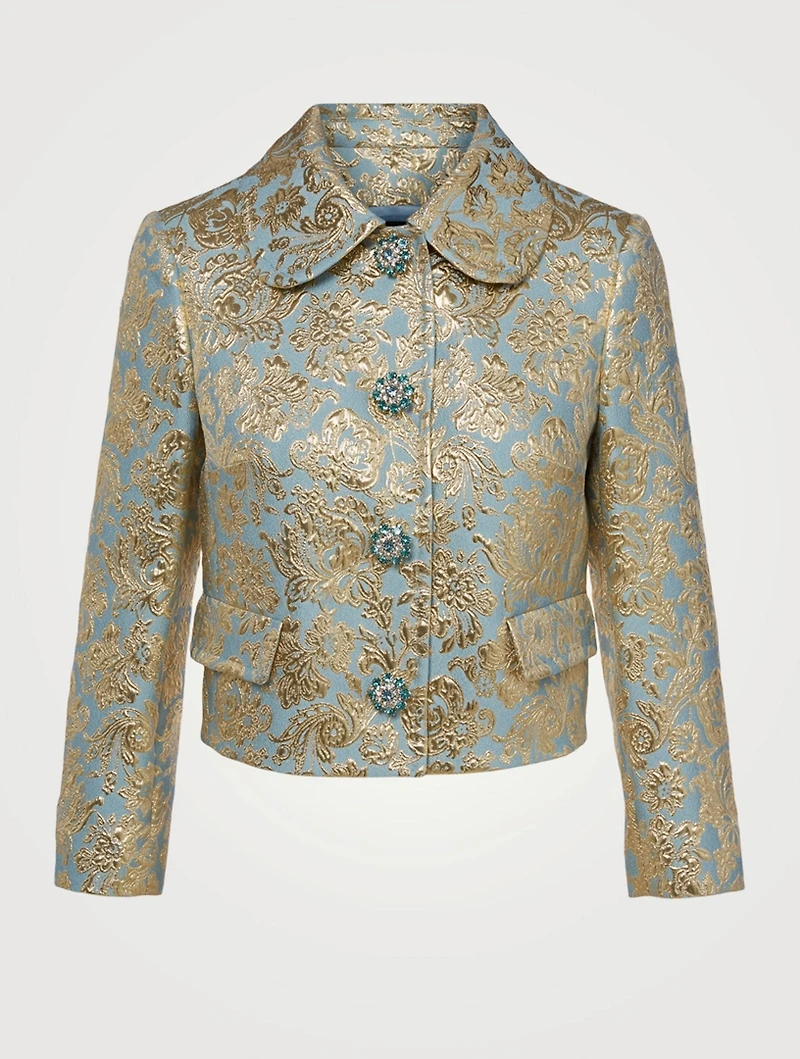 Lamé Jacquard Cropped Jacket
