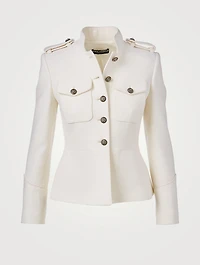 Wool Short Jacket With Military Buttons