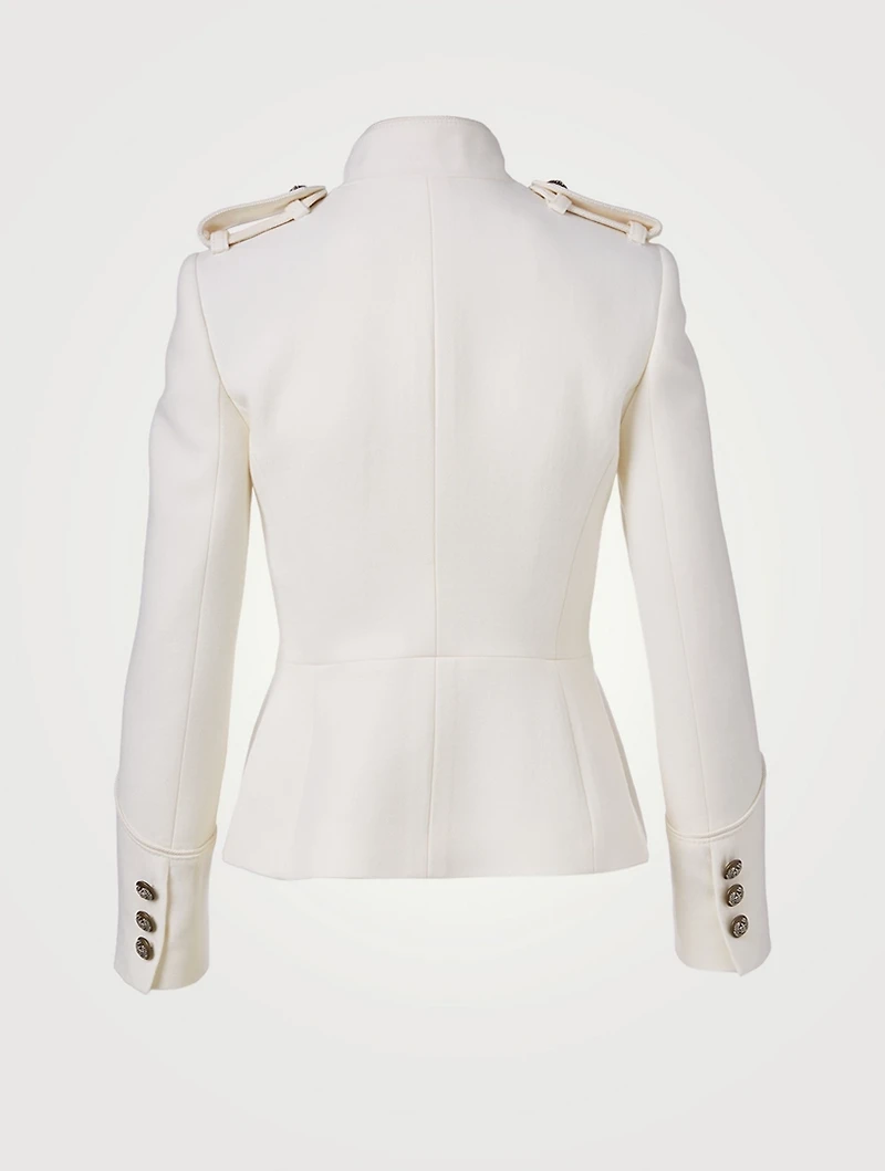 Wool Short Jacket With Military Buttons