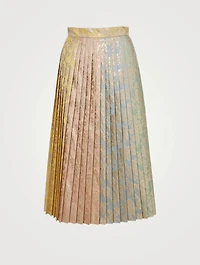 Pleated Jacquard Midi Skirt