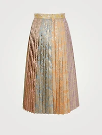 Pleated Jacquard Midi Skirt