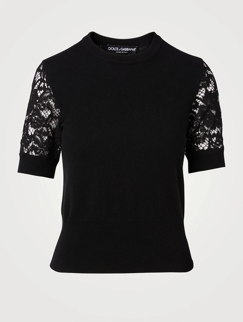 Cashmere-Blend Short-Sleeve Sweater