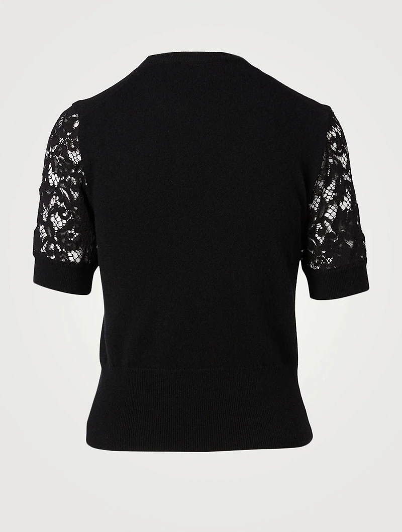 Cashmere-Blend Short-Sleeve Sweater