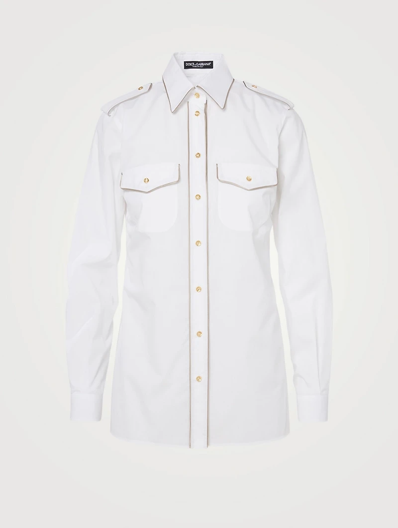 Cotton Shirt With Military Buttons