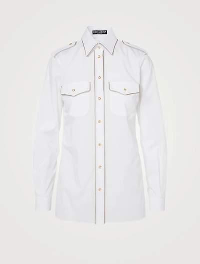 Cotton Shirt With Military Buttons