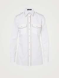 Cotton Shirt With Military Buttons