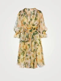 Silk Wrap Dress Floral Print