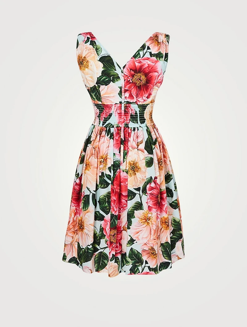 Cotton Sleeveless Midi Dress Floral Print