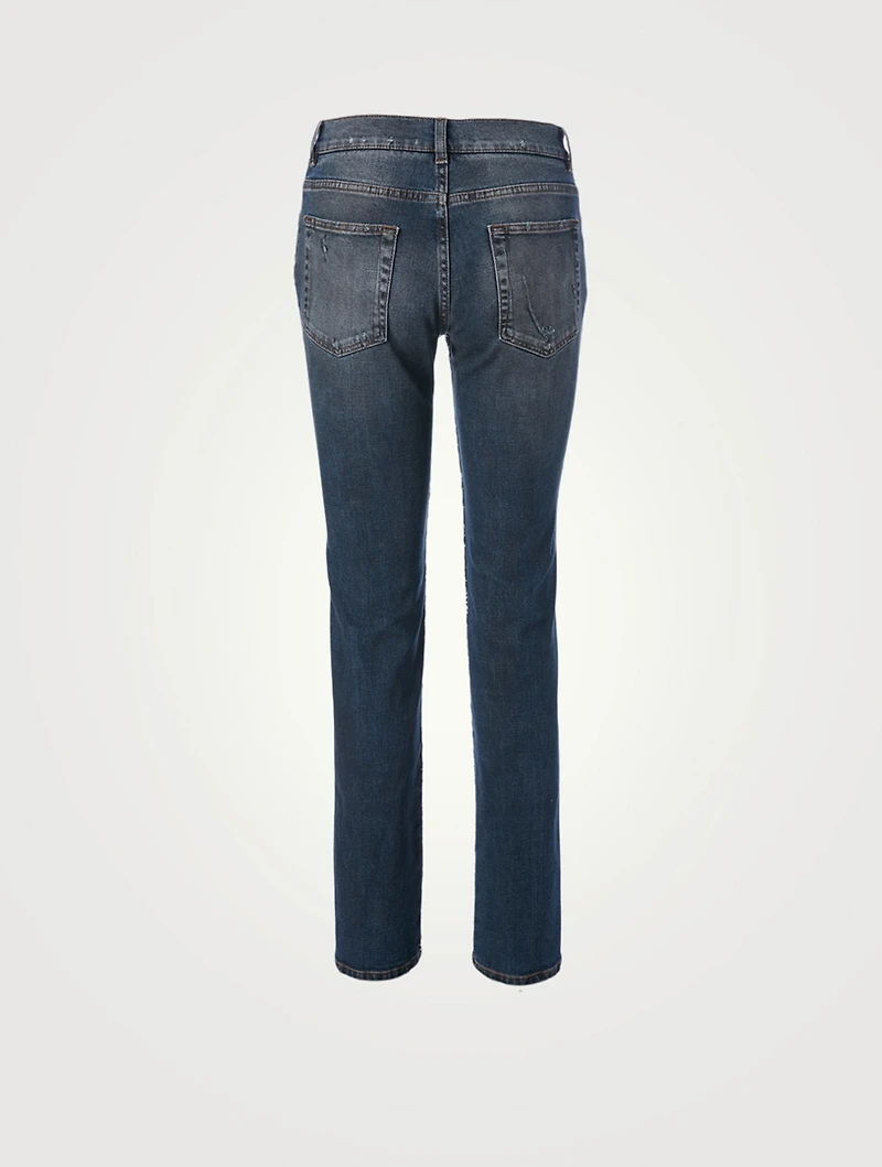 Tweed-Front Skinny Jeans