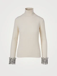 Wool And Alpaca Sweater With Tweed Cuff