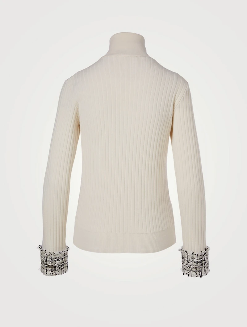 Wool And Alpaca Sweater With Tweed Cuff