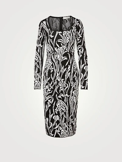 Floral Jacquard Midi Dress