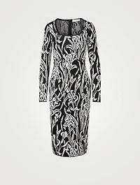 Floral Jacquard Midi Dress