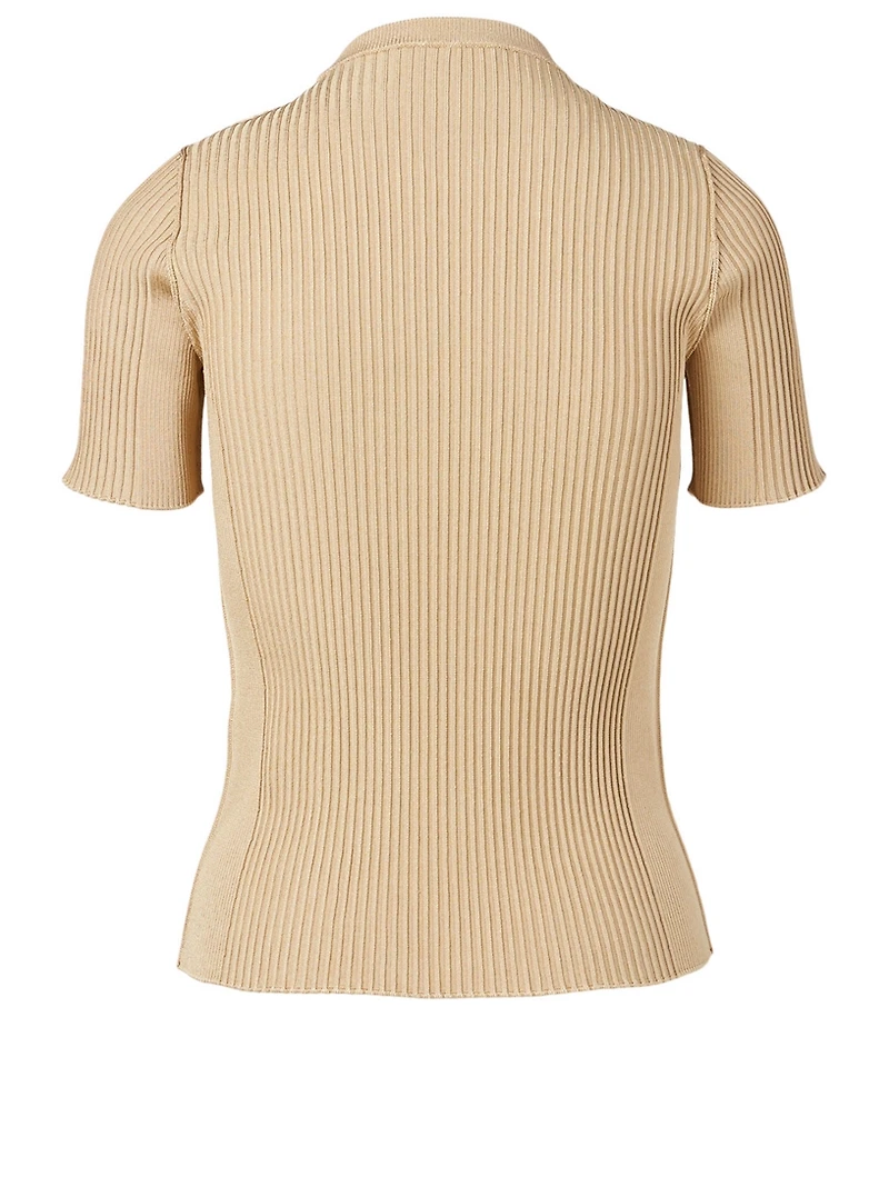 Ribbed Knit Top With Chain