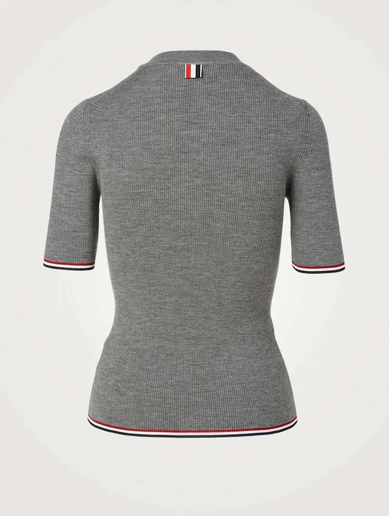 Wool Ribbed Short-Sleeve Sweater