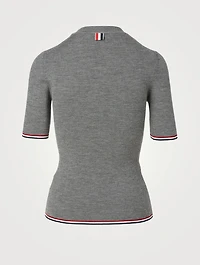 Wool Ribbed Short-Sleeve Sweater