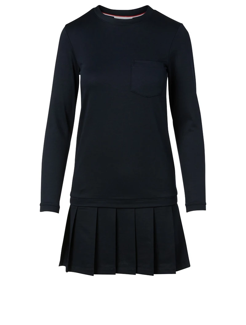 Cotton Mini Dress With Pleated Skirt