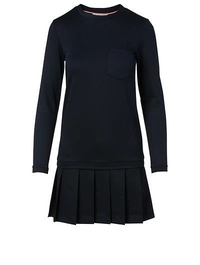 Cotton Mini Dress With Pleated Skirt