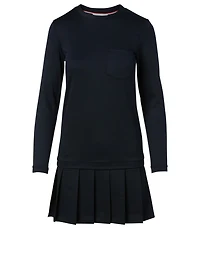 Cotton Mini Dress With Pleated Skirt