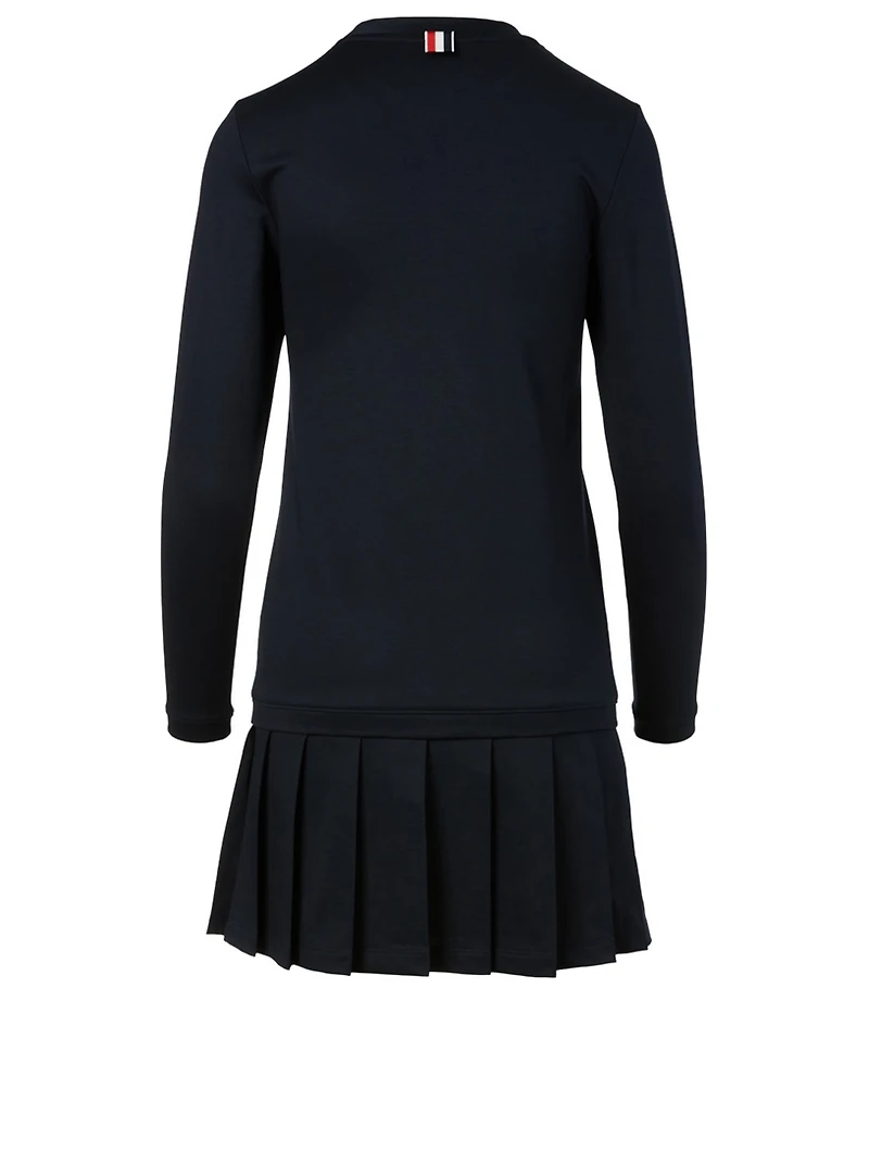 Cotton Mini Dress With Pleated Skirt
