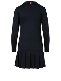 Cotton Mini Dress With Pleated Skirt