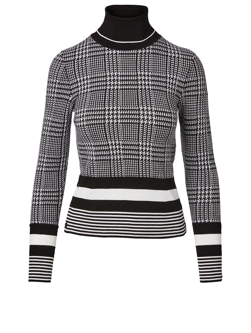 Wool Turtleneck Sweater Prince Of Wales Jacquard