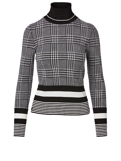 Wool Turtleneck Sweater Prince Of Wales Jacquard