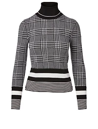 Wool Turtleneck Sweater Prince Of Wales Jacquard