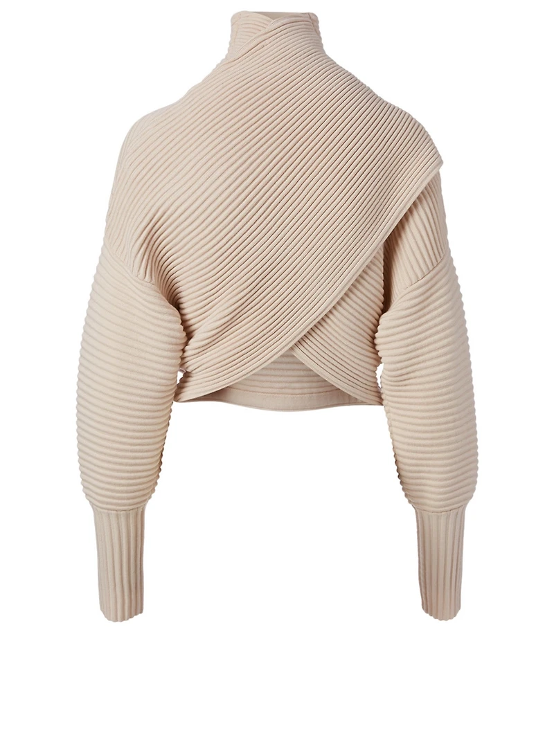 Wool Crossover Back Sweater