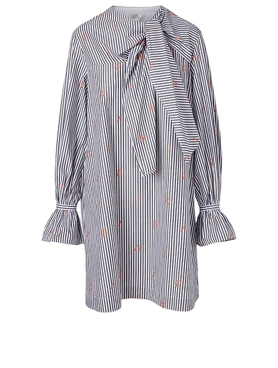 Cotton Tie-Neck Dress Music Print