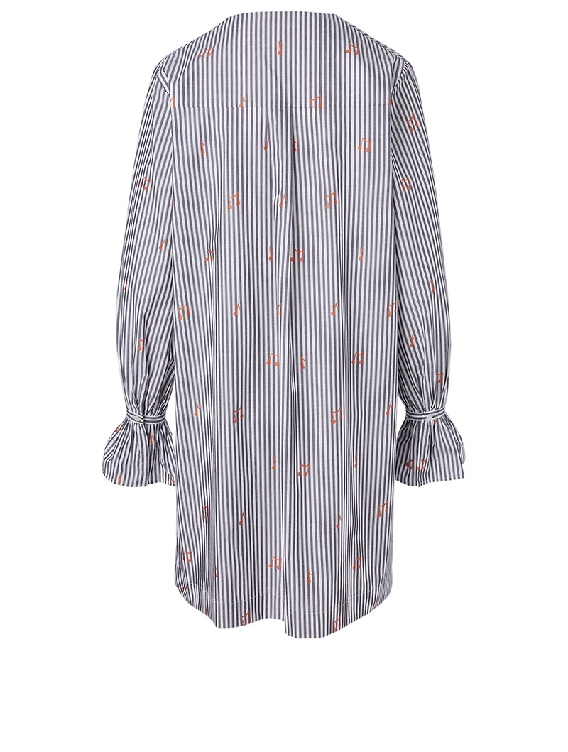 Cotton Tie-Neck Dress Music Print